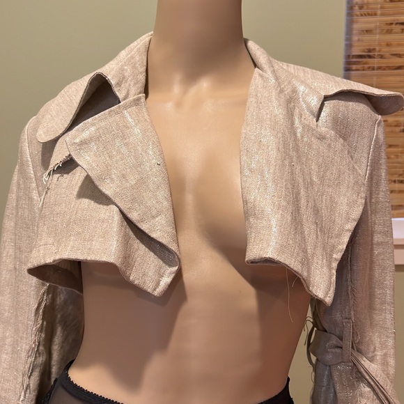 Paul Hardy Linen Shrug With Metallic Thread One Sleeve Has Long Linen Belt 8 - Picture 3 of 11